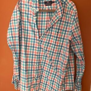 Vineyard Vines Blue and Pink Gingham Shirt